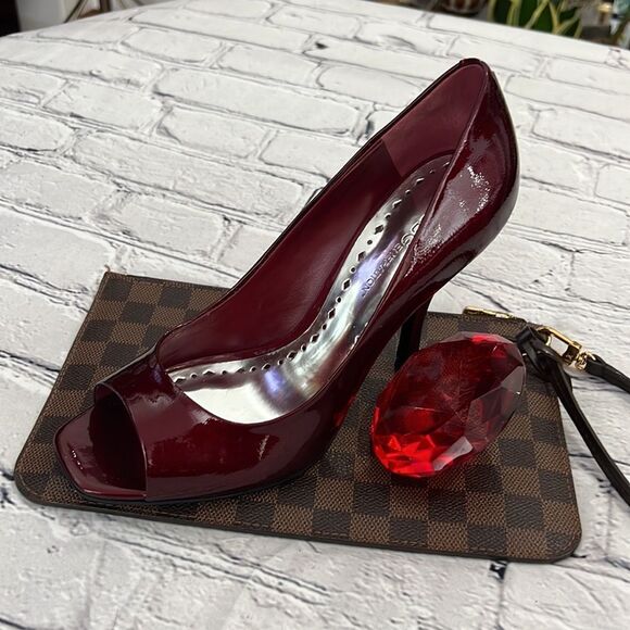 Red patent BCBG generation heels with peep toe - Picture 2 of 7